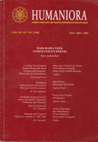 Image of HUMANIORA JURNAL FAKULTAS ILMU BUDAYA UNIVERSITAS GADJAH MADA